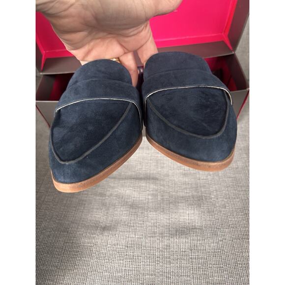 NIB Vince Camuto VC-Kirstie Dark Navy Pure Suede Slide Slip-on 9.5 Mule Classic - Picture 3 of 7